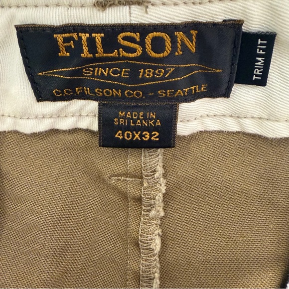 Filson Canvas Chino Pants Faded Olive Trim Fit - Picture 4 of 11